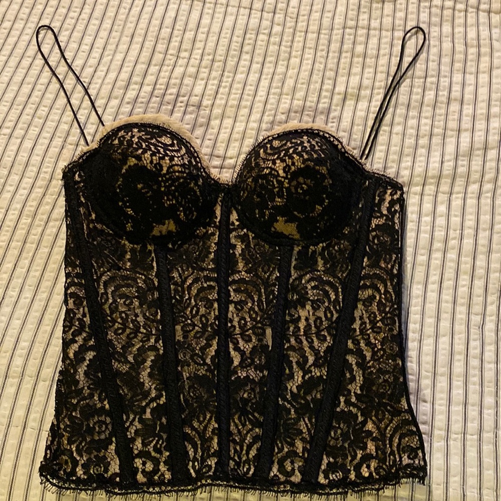 Elie Tahari Black and Cream Bustier/Corset top